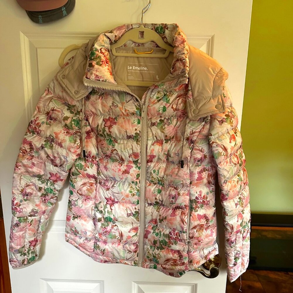 Lole Emeline Floral Hooded Down Jacket Size Small